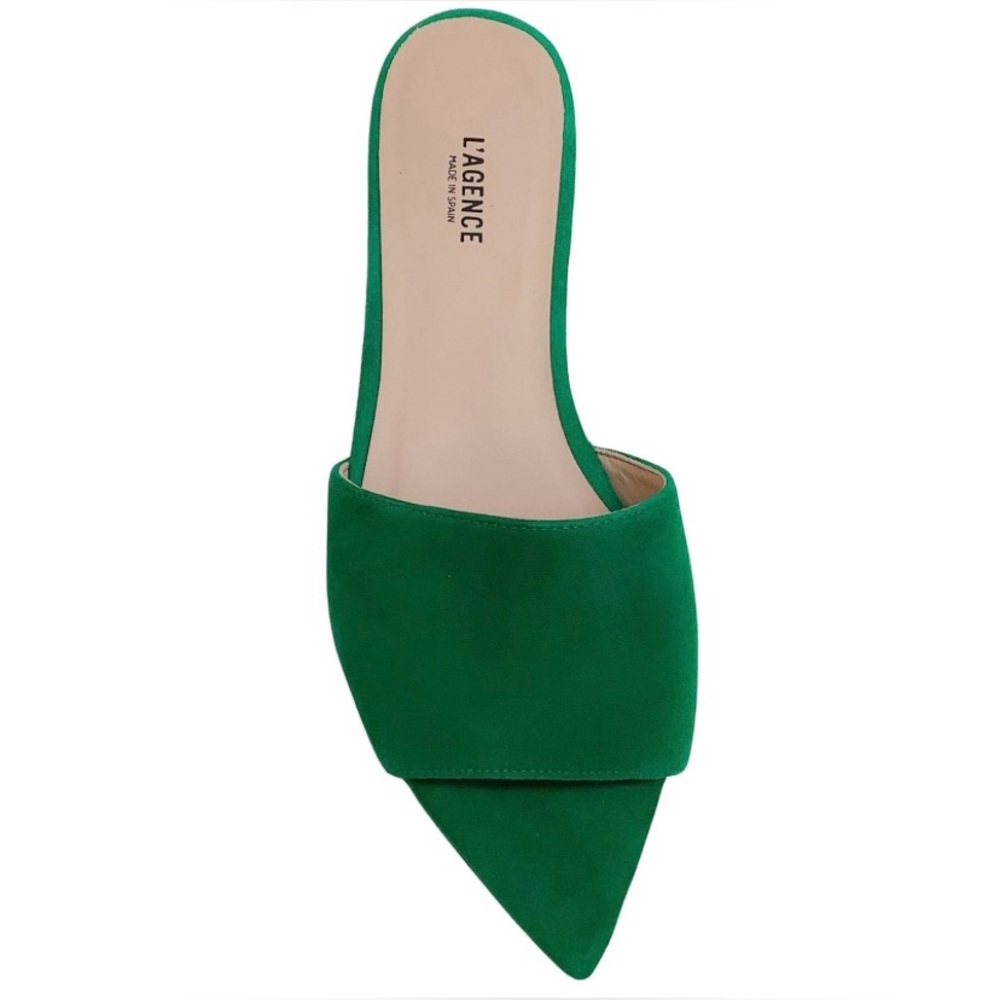 L'Agence Green Suede Serena Slide Sandals